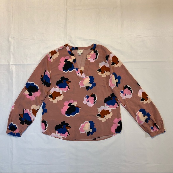 a new day Women’s Long Sleeve 100% Rayon Pullover Multicolor Blouse Top size S - Picture 1 of 8